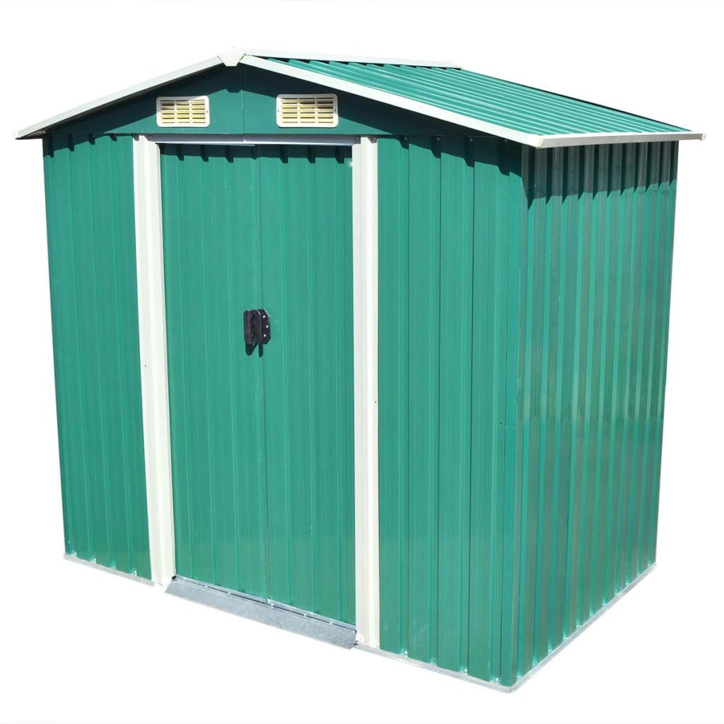 Vidaxl Garden Shed 204x132x186 cm metalgrøn