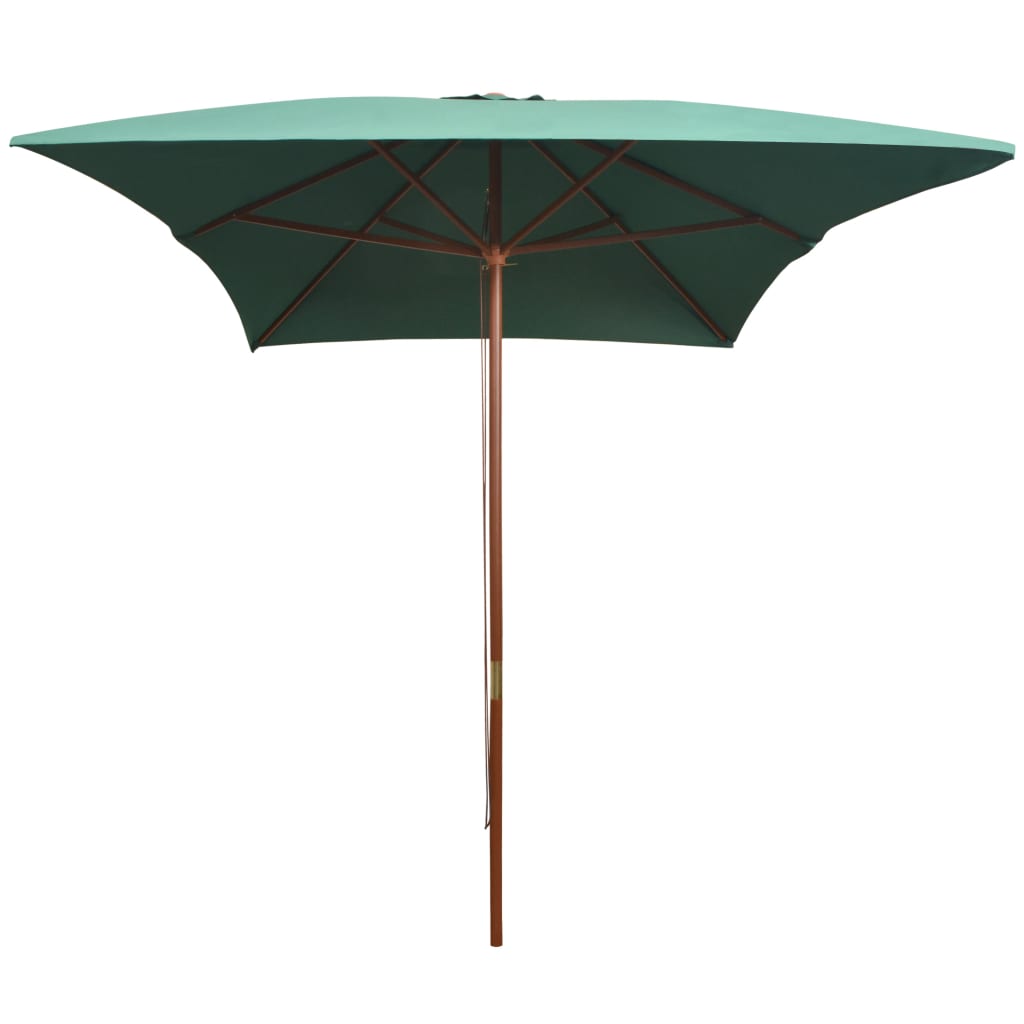 Vidaxl -parasol med træpol 200x300 cm grøn