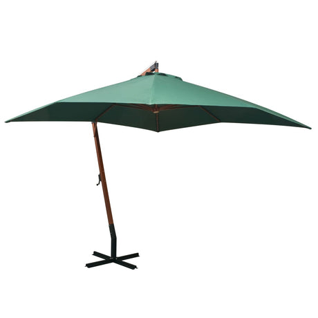 Vidaxl Flydende parasol med træpol 300x300 cm grøn