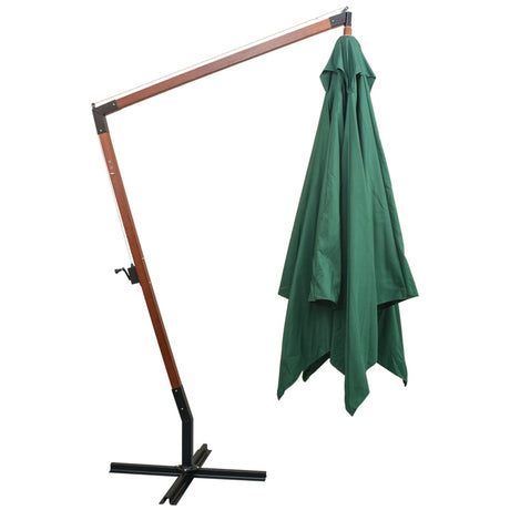 Vidaxl Flydende parasol med træpol 300x300 cm grøn