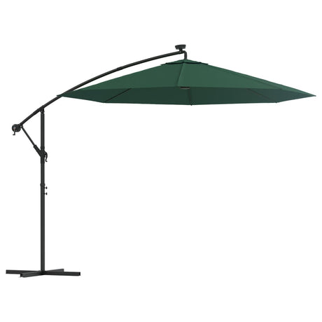 Vidaxl flydende parasol med LED -belysning og metalstang 300 cm grøn