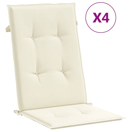 Vidaxx havestolehynder 4 stk høj ryg 120x50x2 cm stof cremefarvet