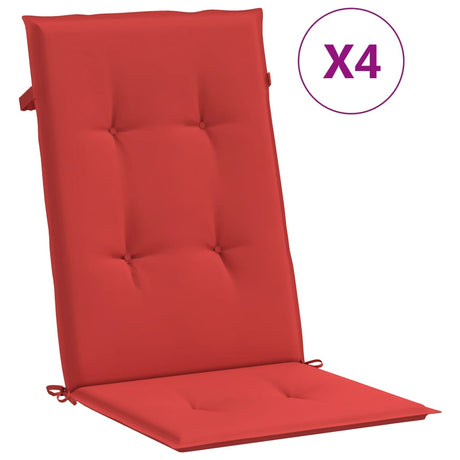 Vidaxl Garden Stol Puder 4 st Høj back 120x50x3 cm stof rød