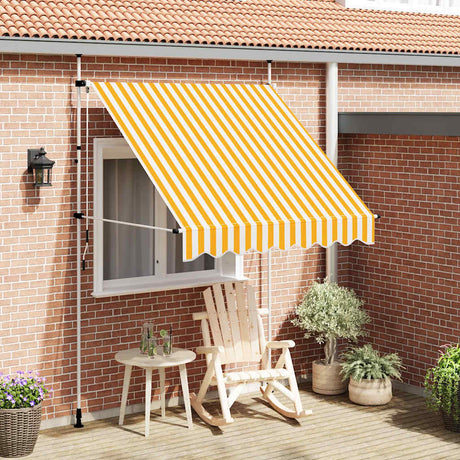 Vidaxl Luifel udvider manuelt 200 cm orange og hvide striber
