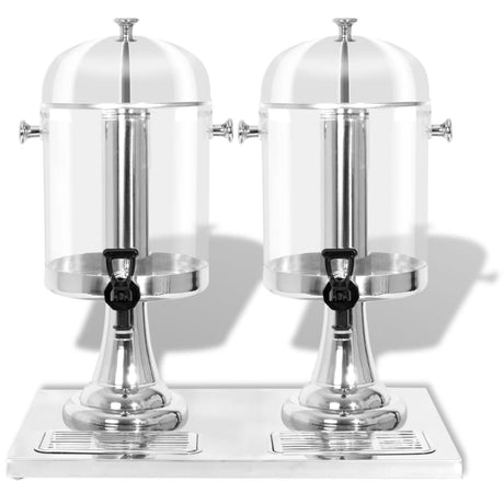Vidaxl dobbelt sapdispenser rustfrit stål 2x8 l