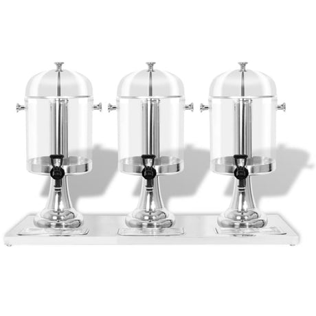 Vidaxl Three -Stern Juice Dispenser Rustfrit stål 3x8 L