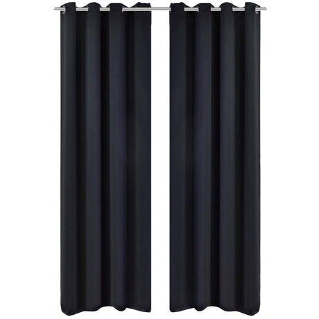 Vidaxl gardiner med metalringe Blackout 135x175 cm sort 2 m