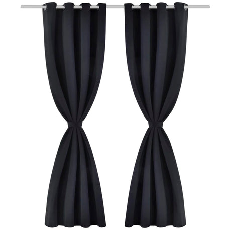 Vidaxl gardiner med metalringe Blackout 135x175 cm sort 2 m