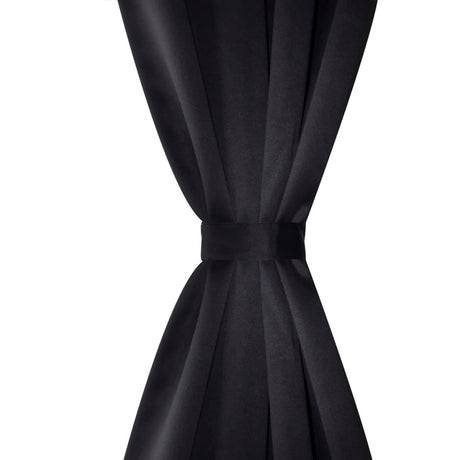 Vidaxl gardiner med metalringe Blackout 135x175 cm sort 2 m