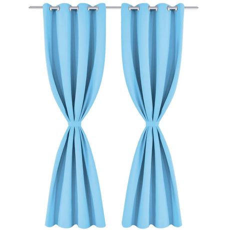 Vidaxl gardiner med metalringe Blackout 135x175 Turkis 2 stk.