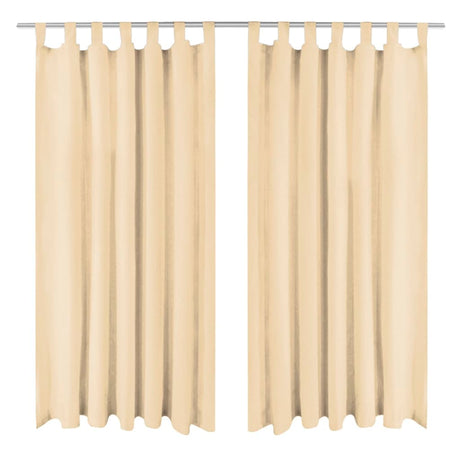 Vidaxl mikro-satin gardiner med løkker 140x225 cm beige 2 stk