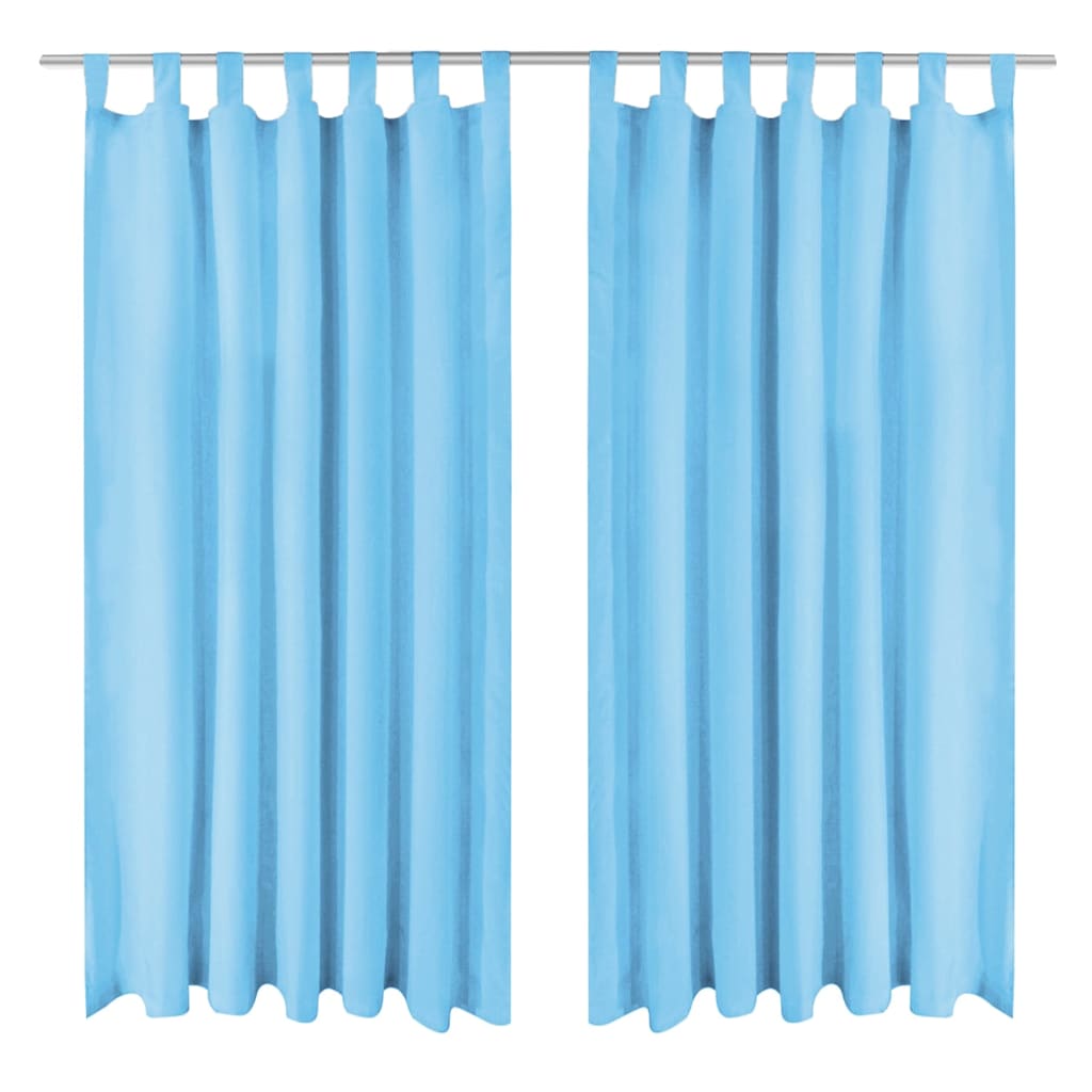 Vidaxl mikro-satin gardiner med løkker 140x225 cm turkis 2 m