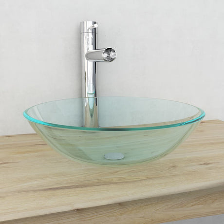 Vidaxl Washbasin hærdet glas 42 cm gennemsigtig