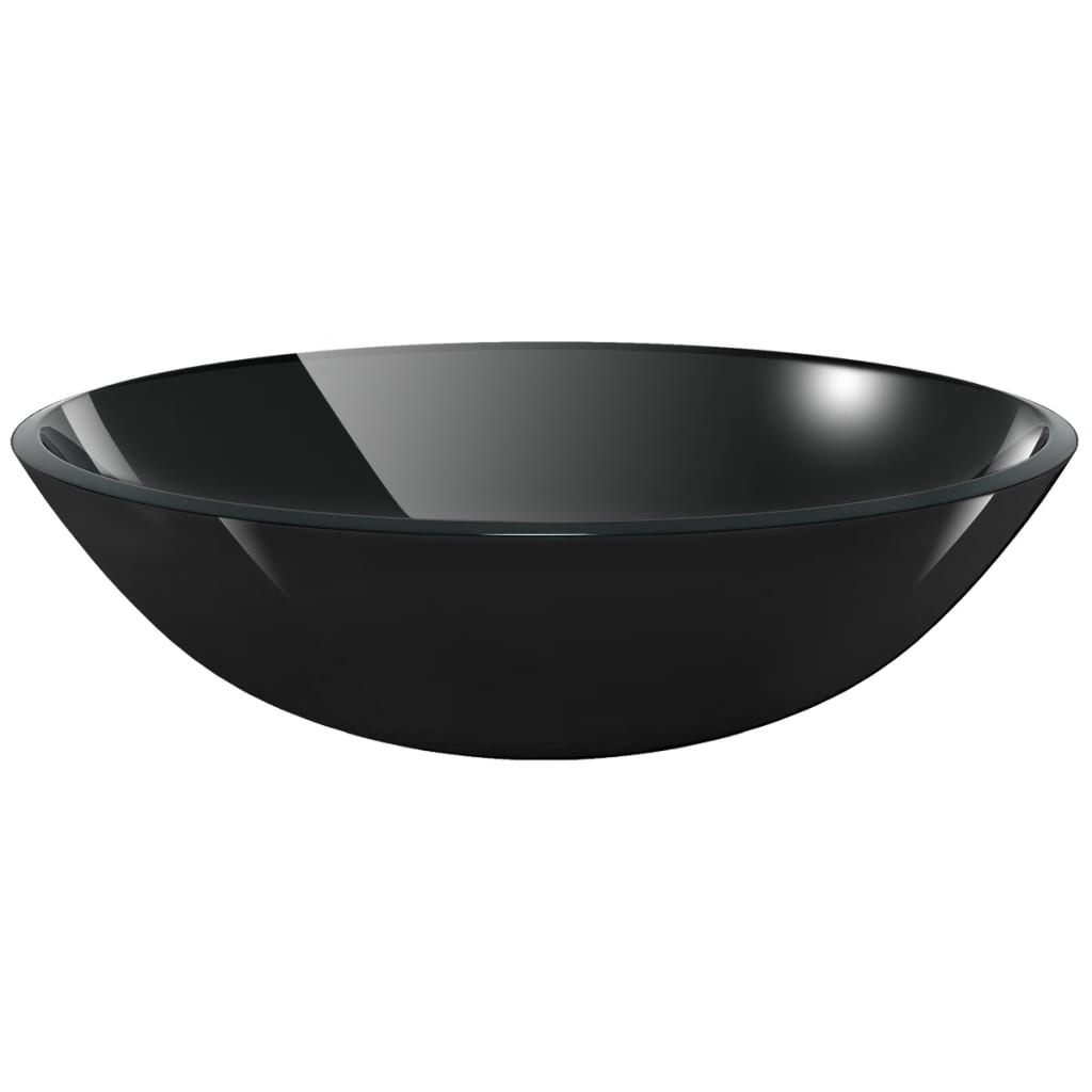 Vidaxl Washbasin hærdet glas 42 cm sort