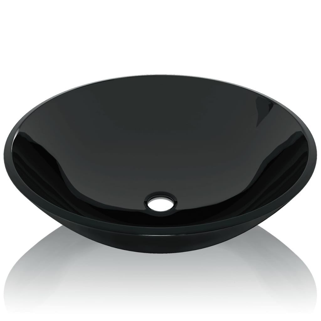 Vidaxl Washbasin hærdet glas 42 cm sort