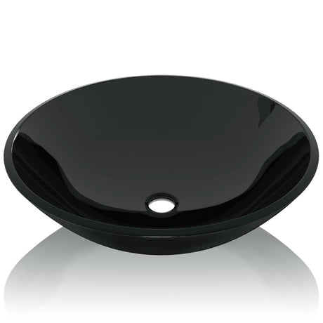 Vidaxl Washbasin hærdet glas 42 cm sort