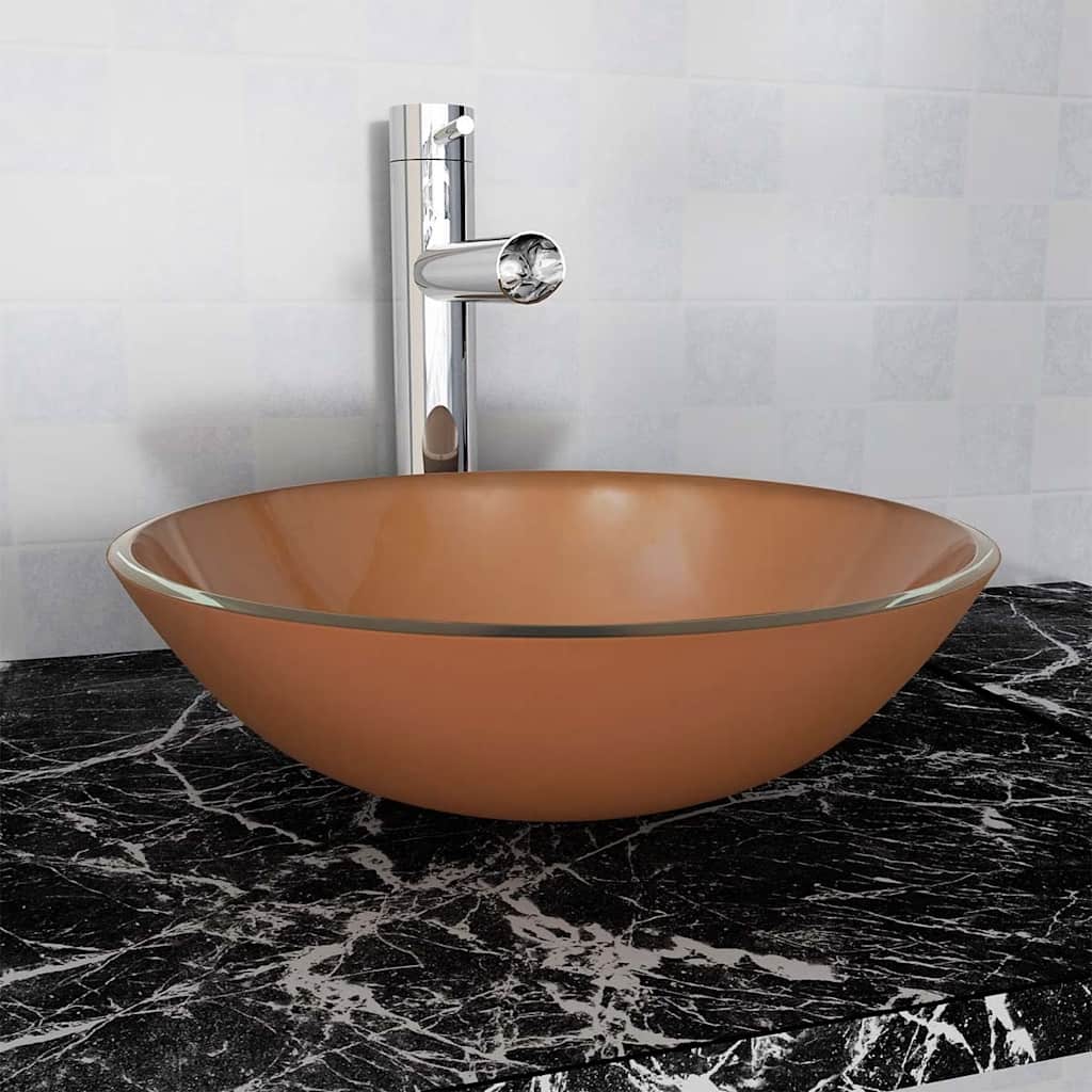 Vidaxl Washbasin hærdet glas 42 cm brun
