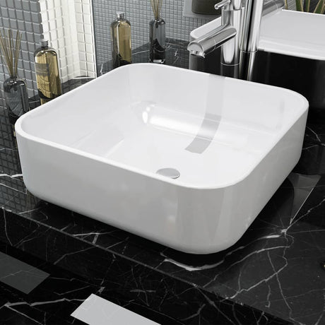 Vidaxl Washbasin Square White 39x39x13,5 cm keramik