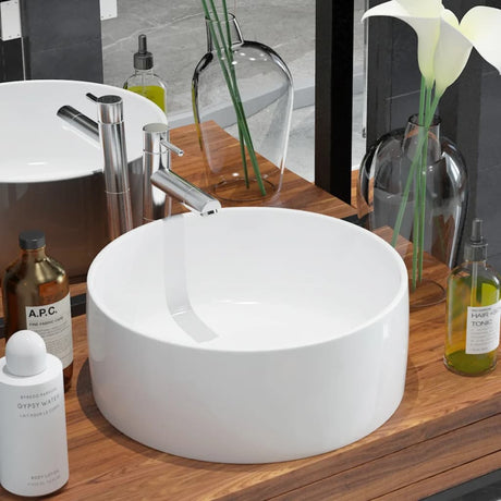 Vidaxl Washbasin Round White 40x15 cm keramik