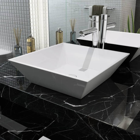 Vidaxl Washbasin Square White 41.5x41.5x12 cm keramik