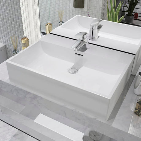 Vidaxl Washbasin med taphole hvid 60,5x42,5x14,5 cm keramik