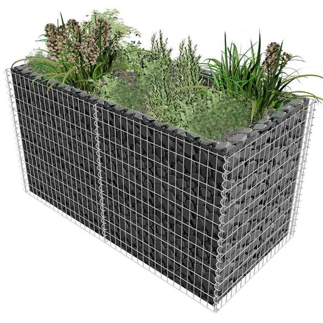 Vidaxl Gabion Planter hævet 180x90x100 cm stål sølvfarvet