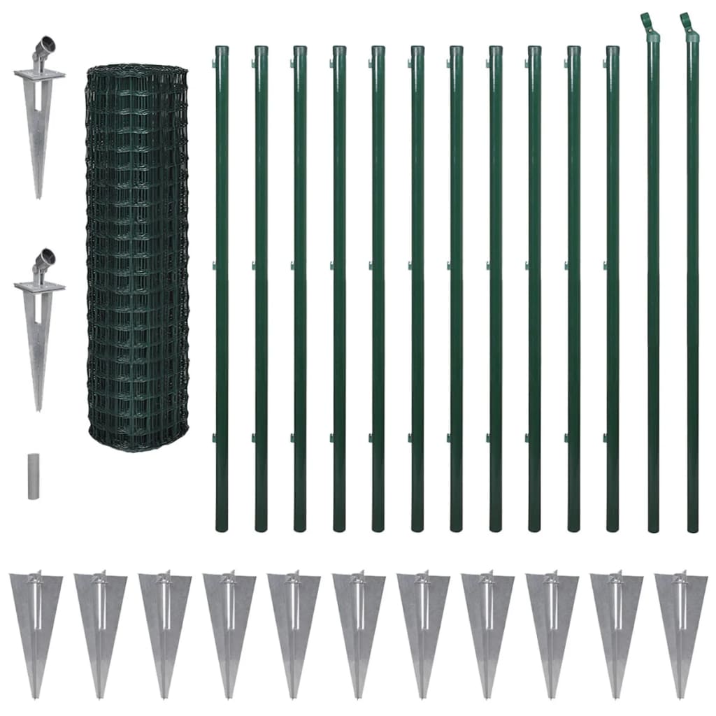 Vidaxl Eurohek 25x1,5 m stålgrøn