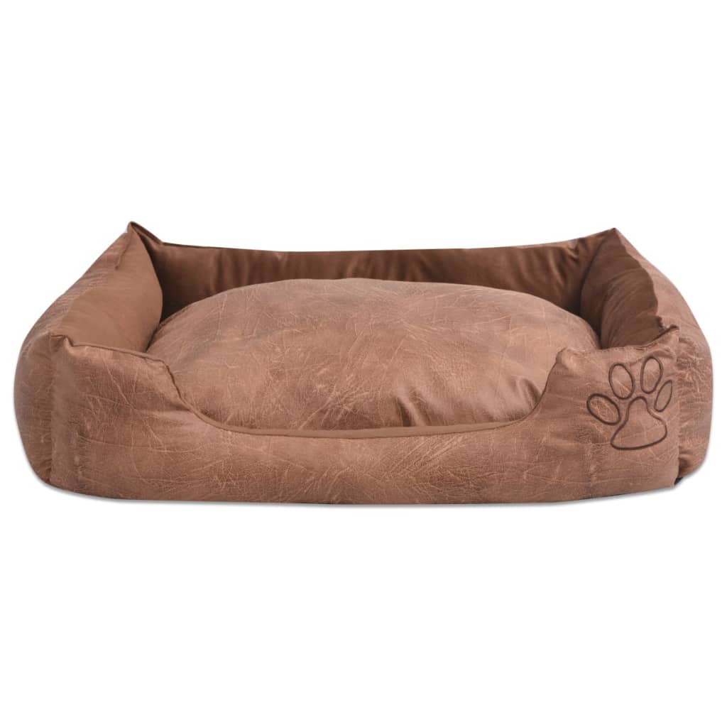 Vidaxl hund seng pude pu-art læderstørrelse m beige