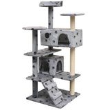 Vidaxl Cat Scratching Post med sisal skrabe poster 125 cm pootprints grå
