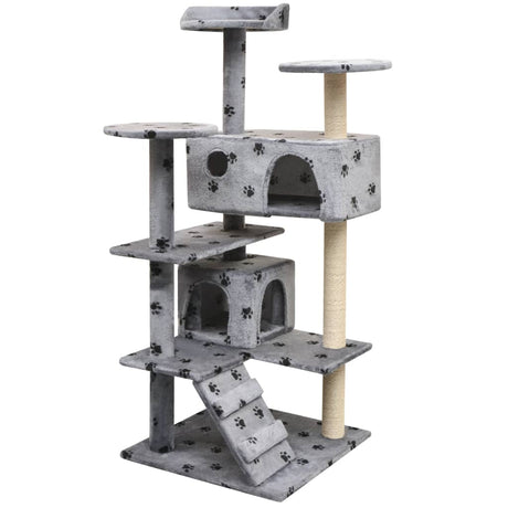 Vidaxl Cat Scratching Post med sisal skrabe poster 125 cm pootprints grå