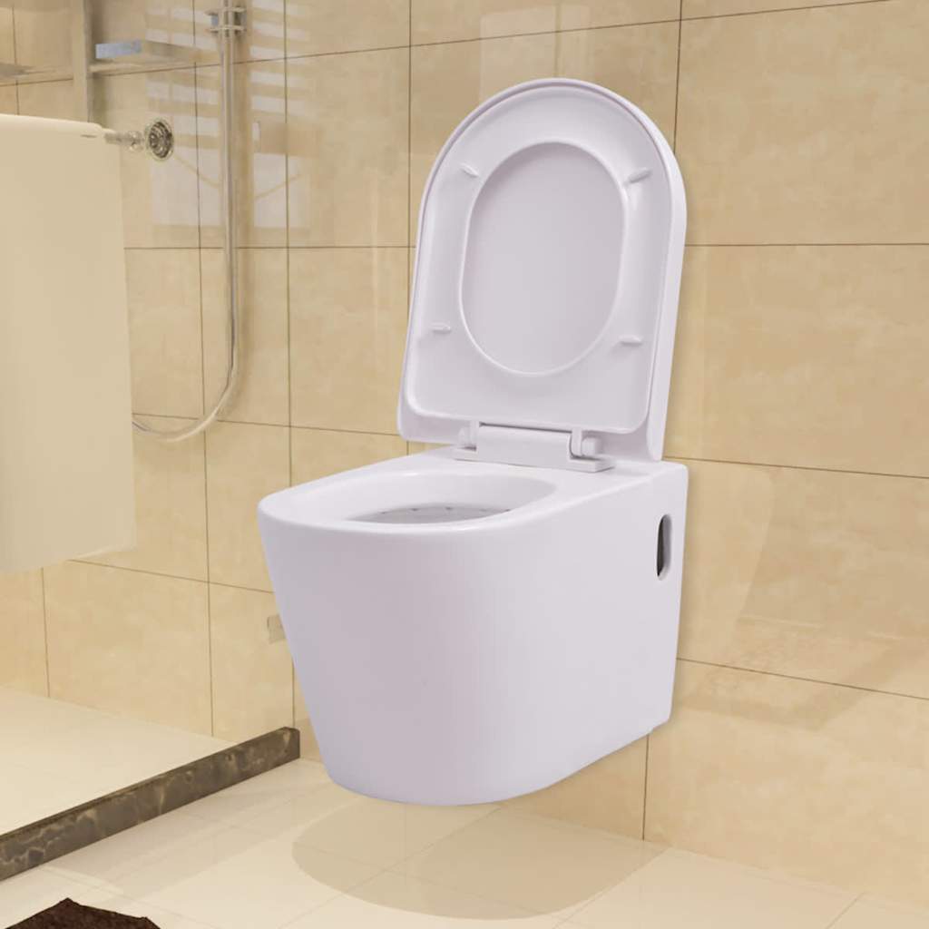 Vidaxl hængende toilet keramisk hvid