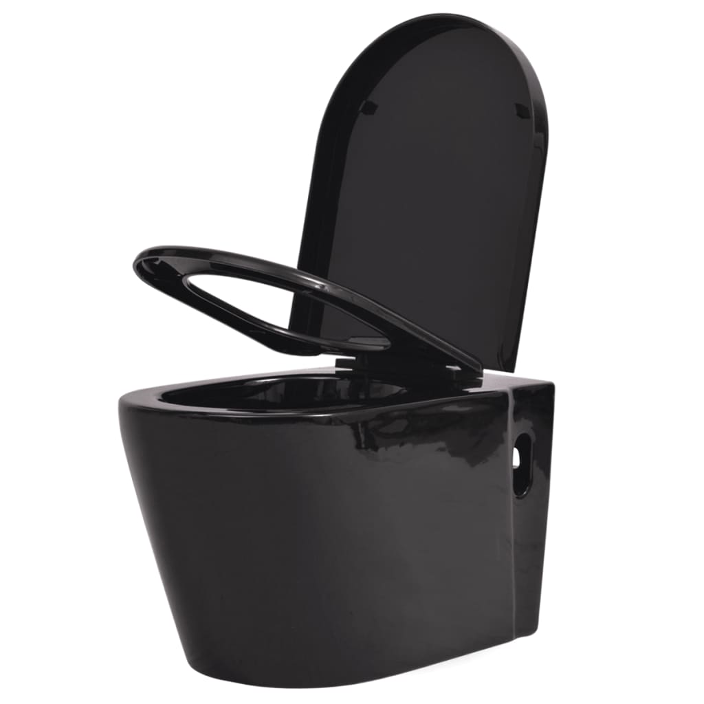 Vidaxl hængende toilet keramisk sort