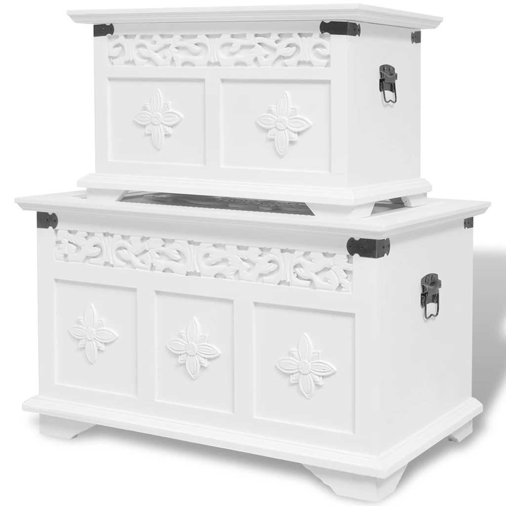 Vidaxl opbergkisten set wit 2 st