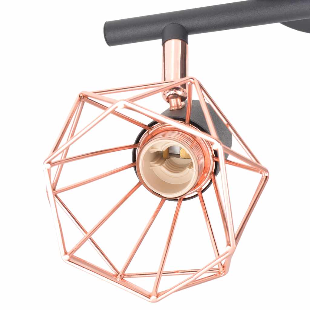 Vidaxl loftslampe med 2 spotlights E14 sort og kobber