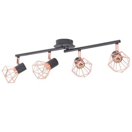 Vidaxl loftslampe med 4 spotlights E14 sort og kobber