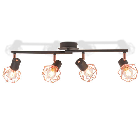 Vidaxl loftslampe med 4 spotlights E14 sort og kobber