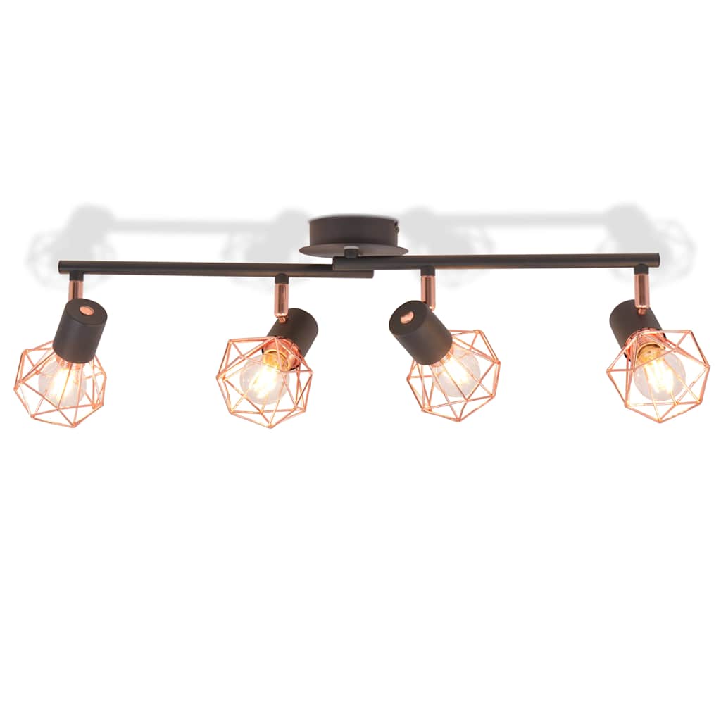 Vidaxl loftslampe med 4 spotlights E14 sort og kobber