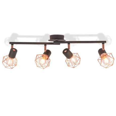 Vidaxl loftslampe med 4 spotlights E14 sort og kobber
