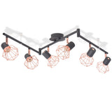 Vidaxl loftslampe med 6 spotlights E14 sort og kobber