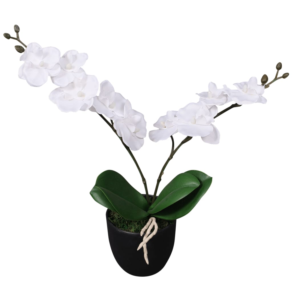 Vidaxl Artificial Plant Orchid med pot 30 cm hvid