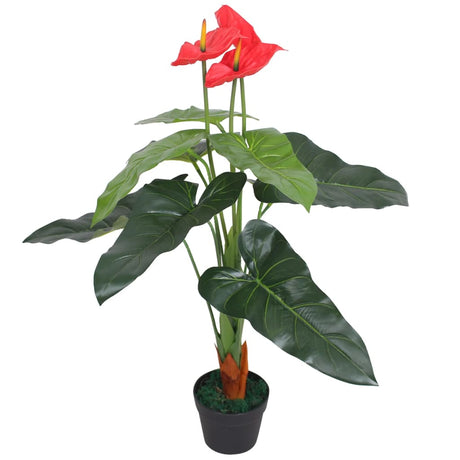 Vidaxx kunstig anthurium plante med potte 90 cm rød og gul
