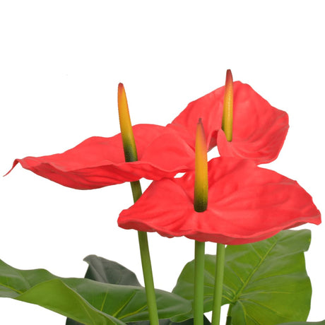 Vidaxx kunstig anthurium plante med potte 90 cm rød og gul