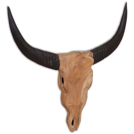 Vidaxl Bull Image Wall -Monteret 69x6x60 cm teak træ