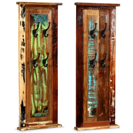 Vidaxl Coat Racks 2 PCS 38x100 cm Solid genanvendt træ