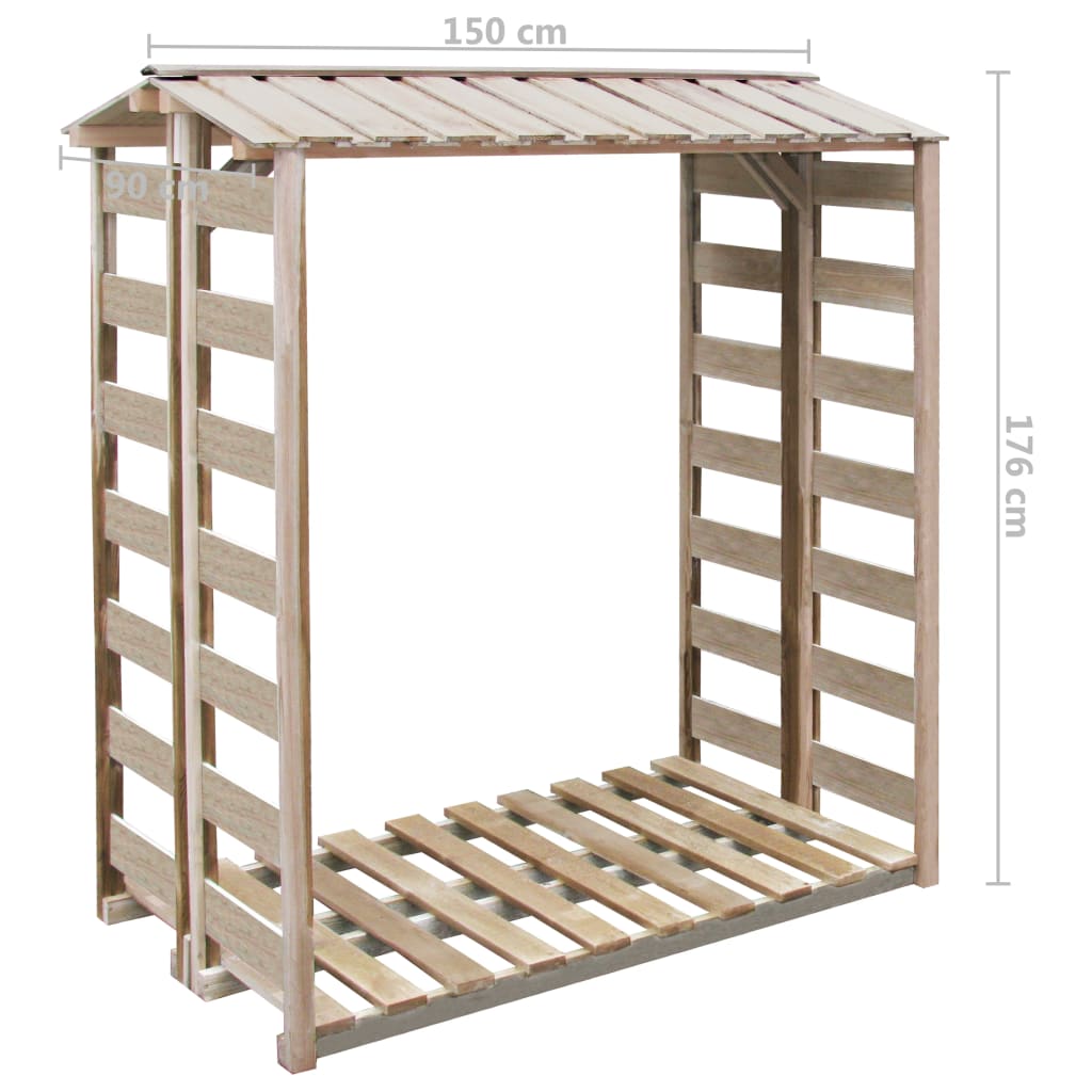 Vidaxl brændeopbevaring 150x90x176 cm imprægneret fyrretræ