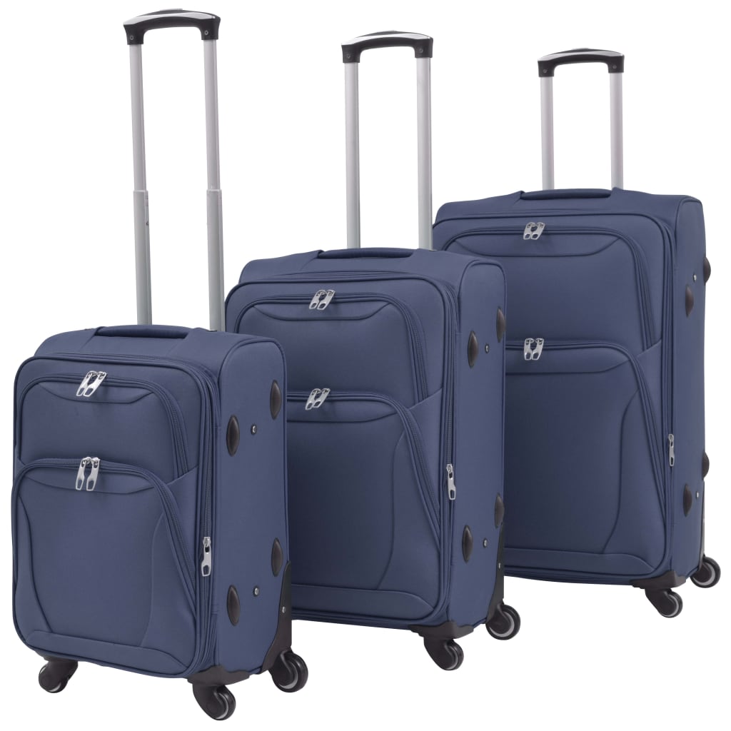 Vidaxl Trolleyset Navy Blue 3-Piece