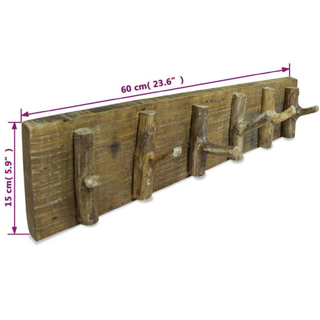 Vidaxl frakke rack 60x15 cm blandet genanvendt træ