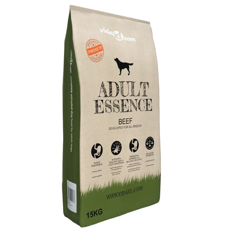VidaXL premium hundefoder tør voksen essens oksekød 15 kg