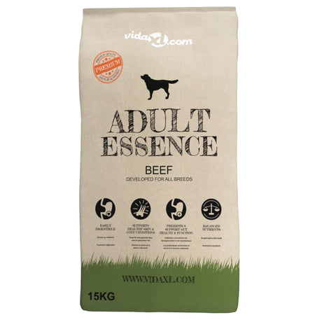 VidaXL premium hundefoder tør voksen essens oksekød 15 kg