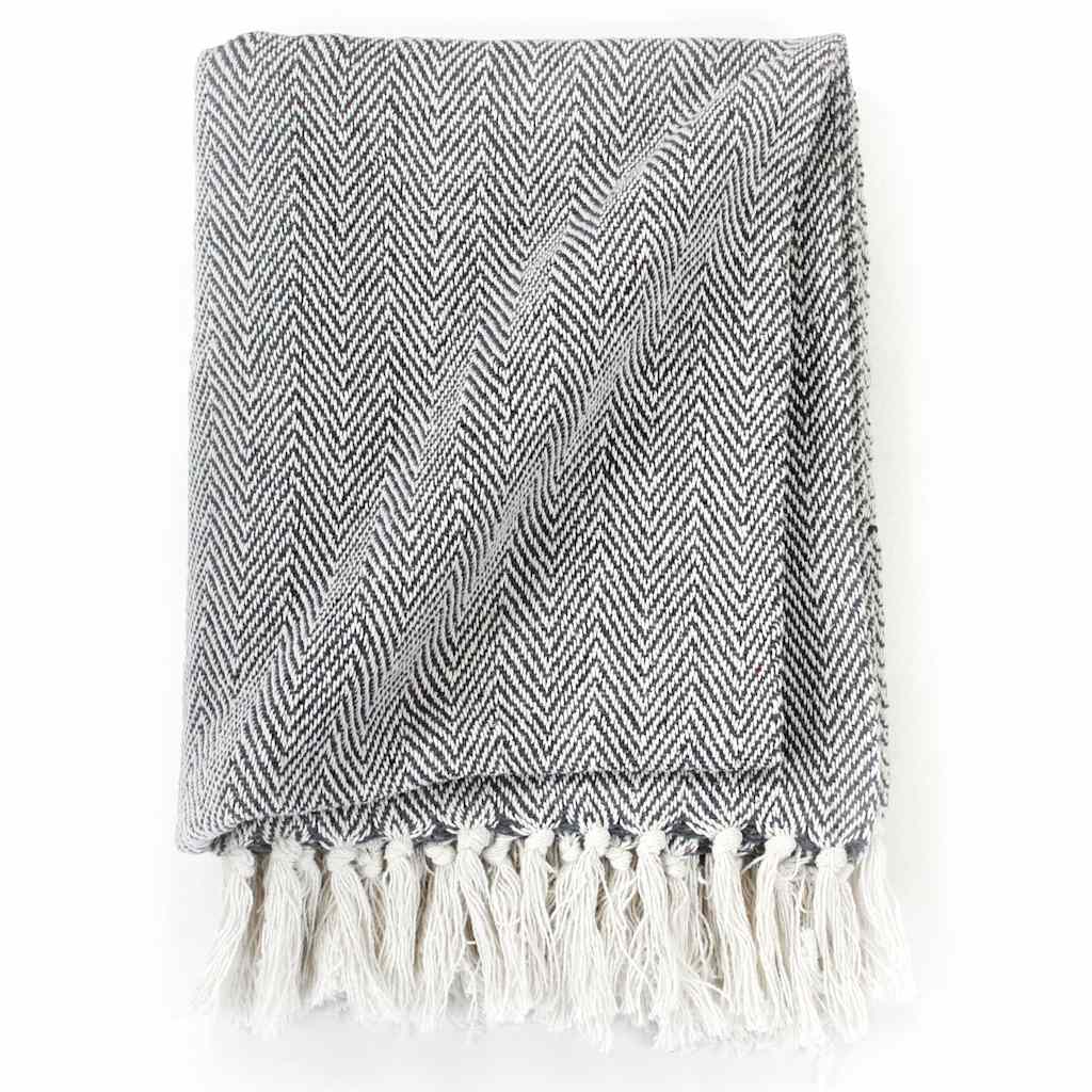 Vidaxl plaid sildeben 125x150 cm bomuld marineblå blå